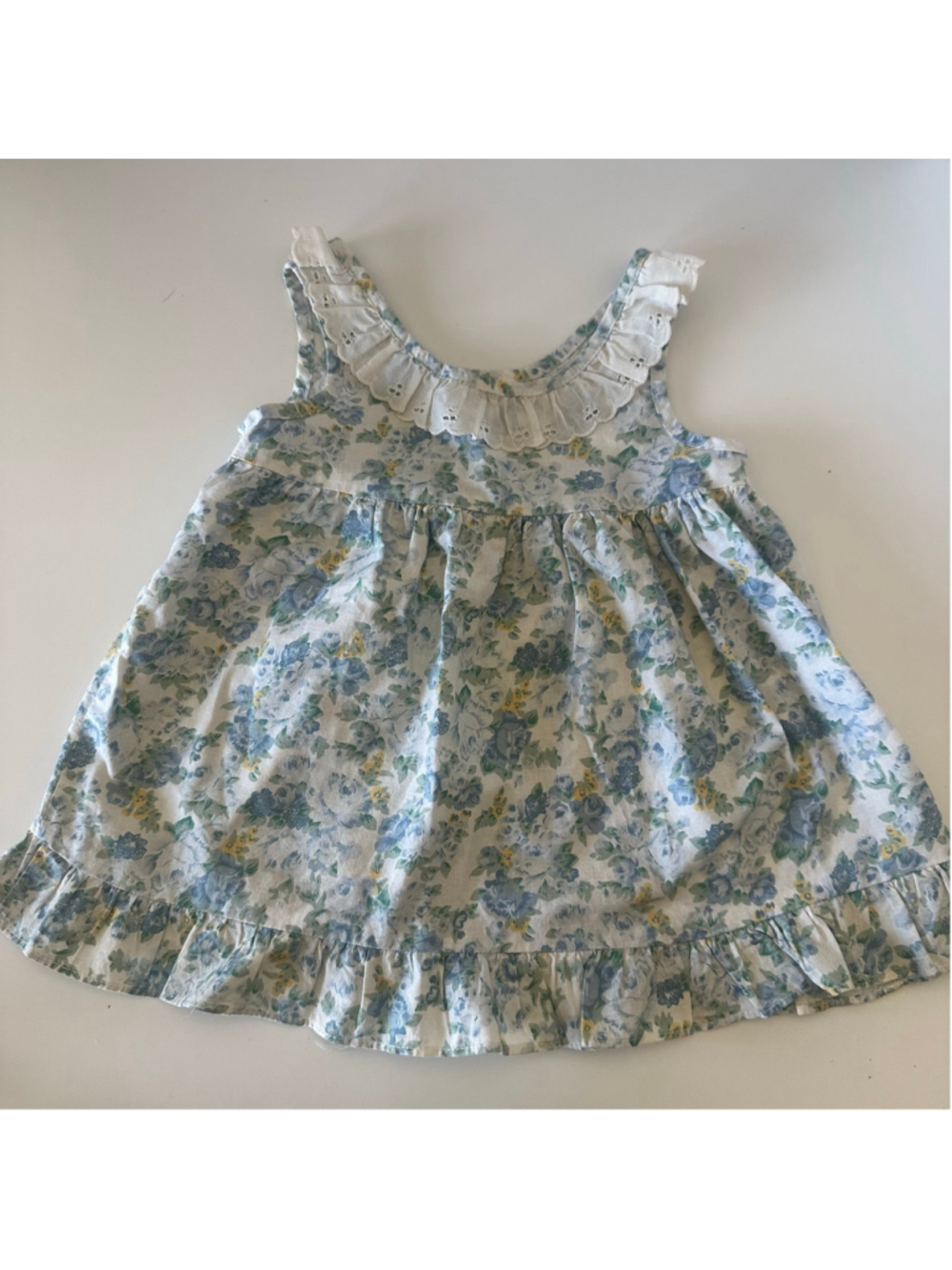 Vintage Y.B. Blues? Baby Girls Floral Eyelet Lace Swing Dress / Top (Size 18M)